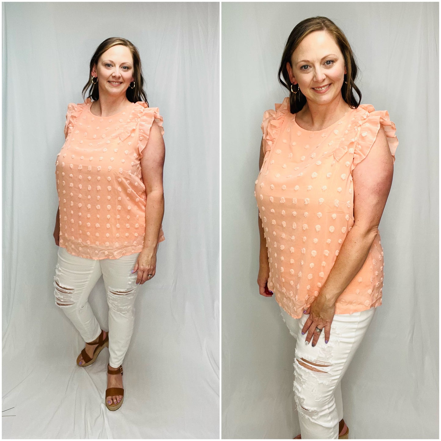 Coral Swiss Dot Blouse