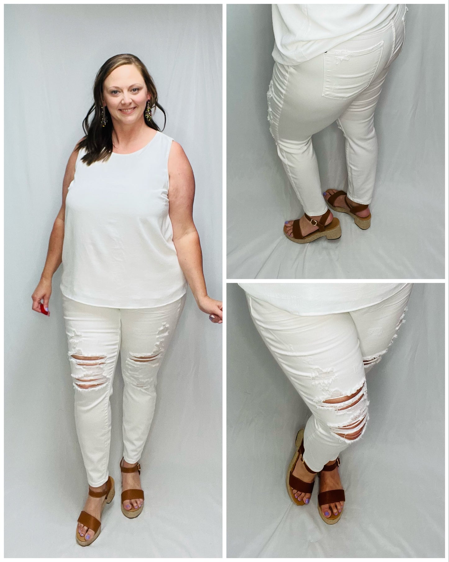White Distressed Skinny Judy Blues