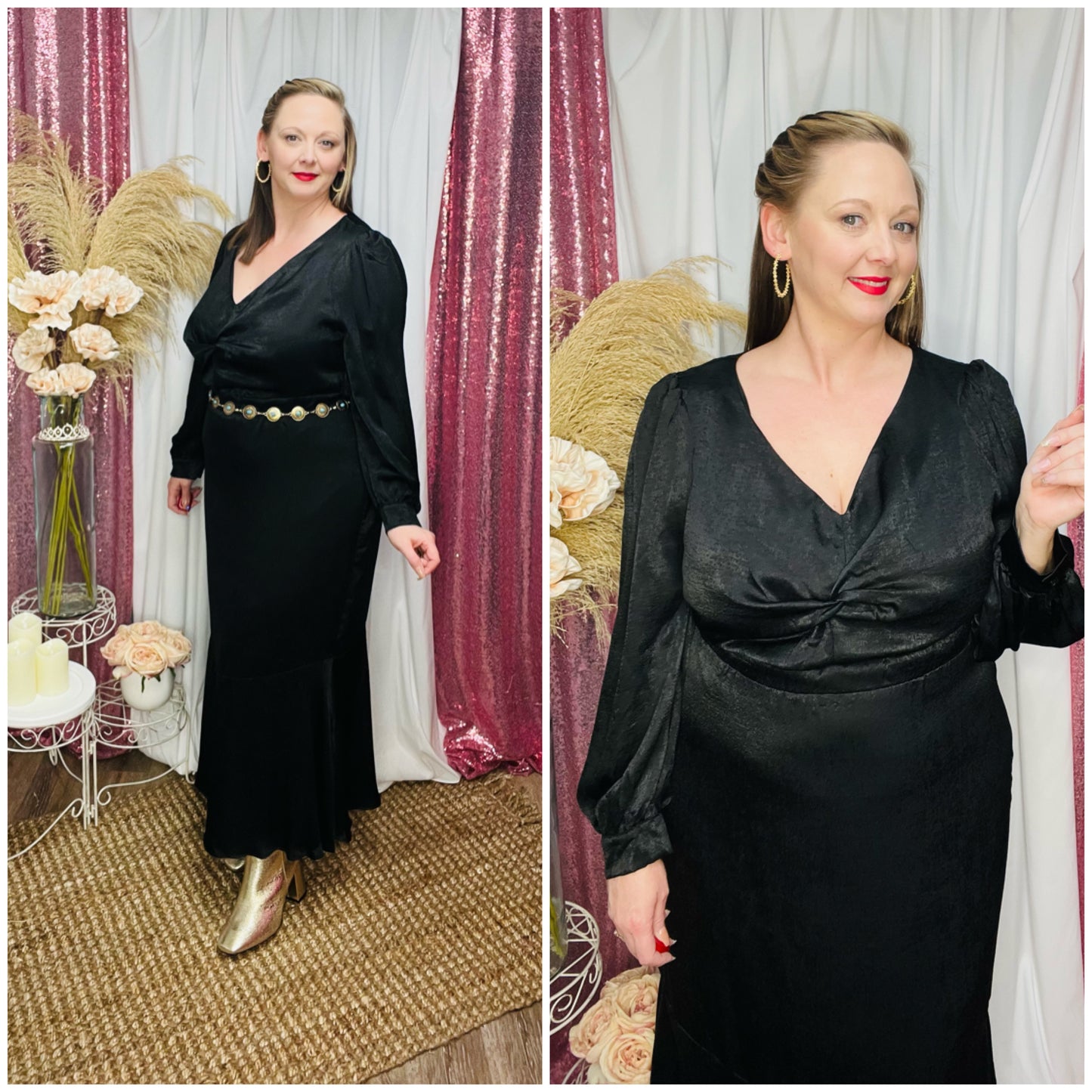 Boldness With A Wink Black Midi Dress