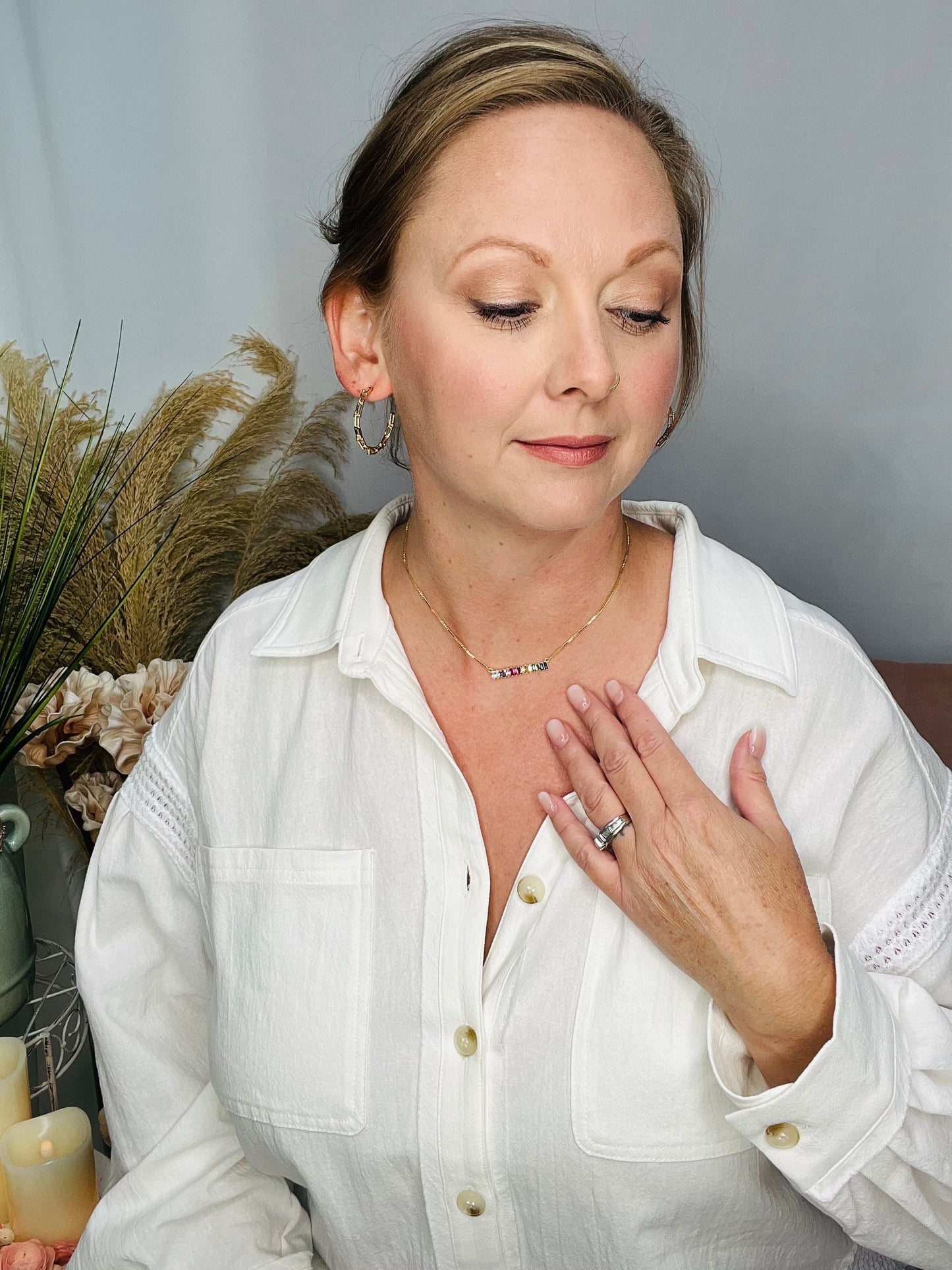 Sarah Multi Color CZ Chain Necklace