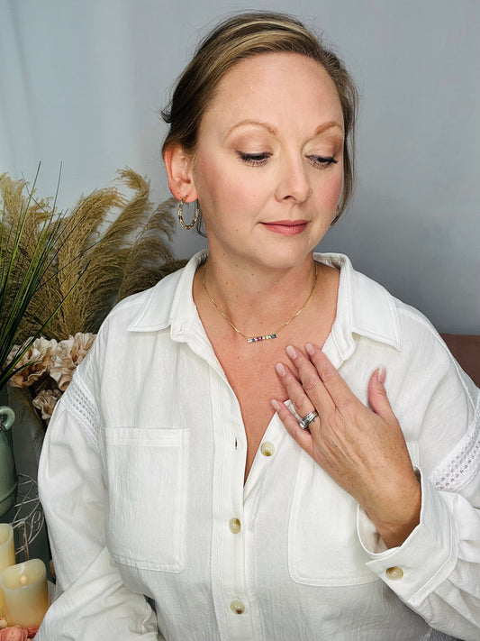 Sarah Multi Color CZ Chain Necklace