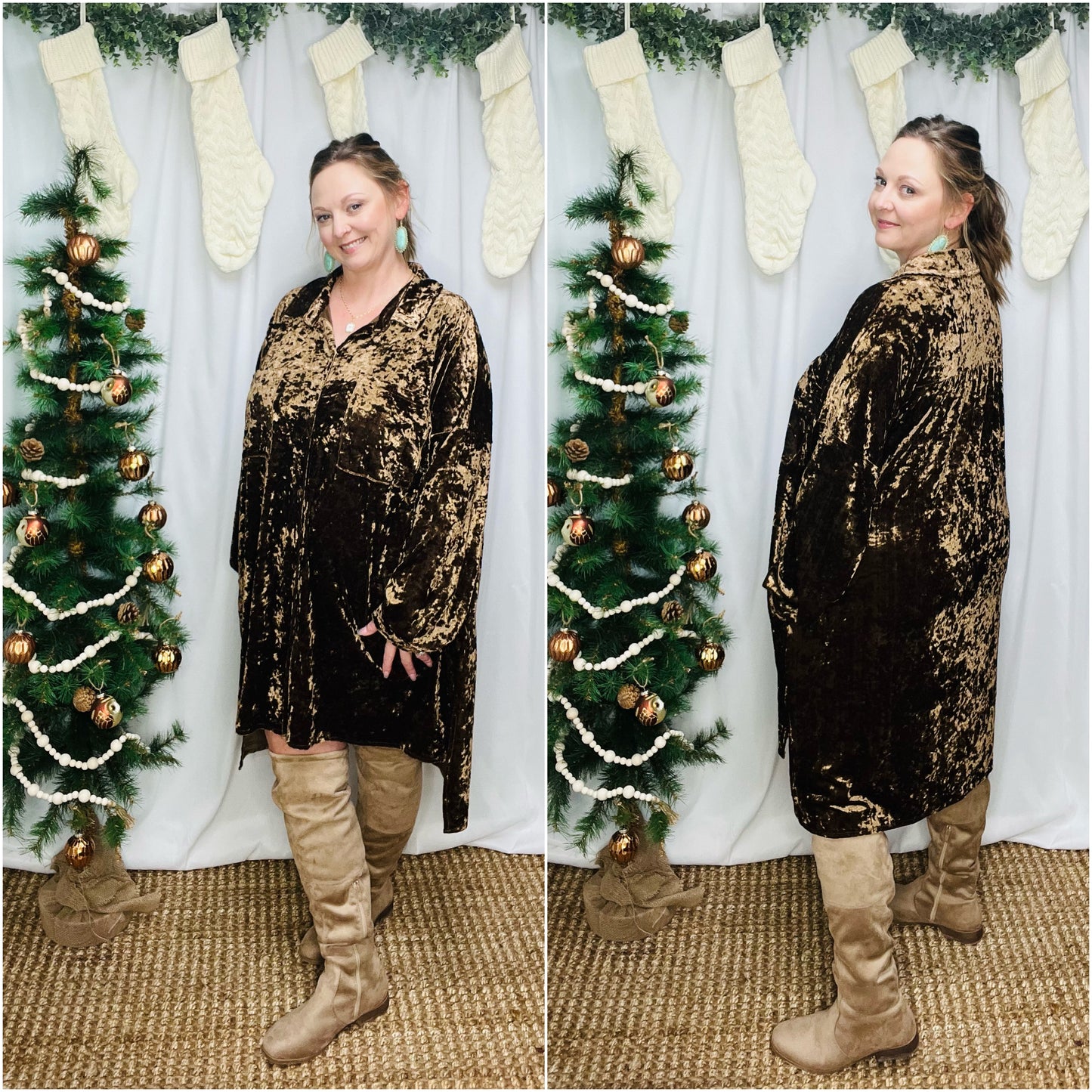 Deer in Velvet Shirt Dress