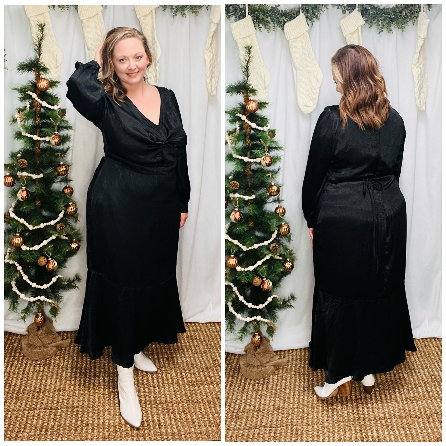 Boldness With A Wink Black Midi Dress