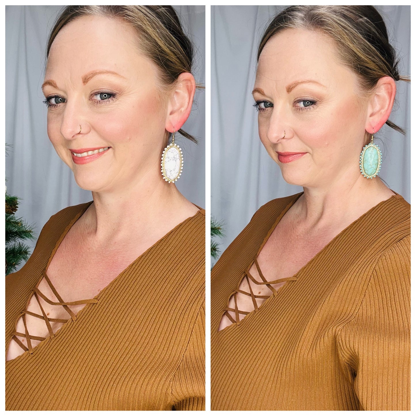 Oval Stone Earrings