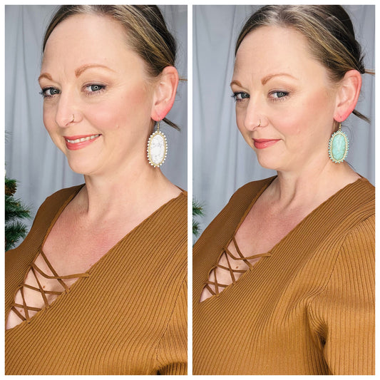 Oval Stone Earrings