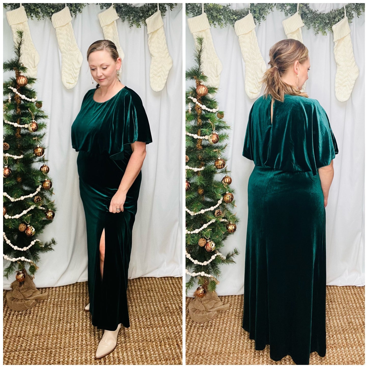 Wonderland Forest Green Velvet Dress