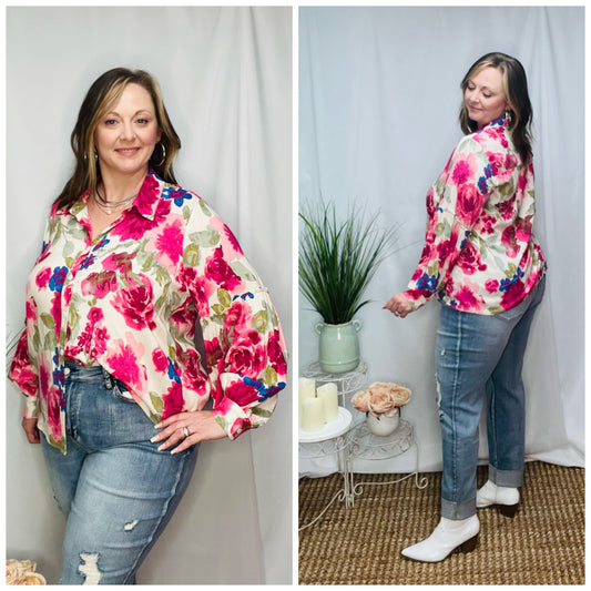 Law of Attraction Floral Blouse